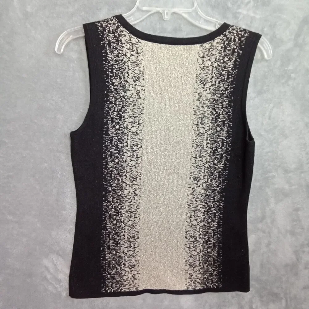 Belldini Sweater Women Medium Sleeveless Black Beige‎ Square Neck
